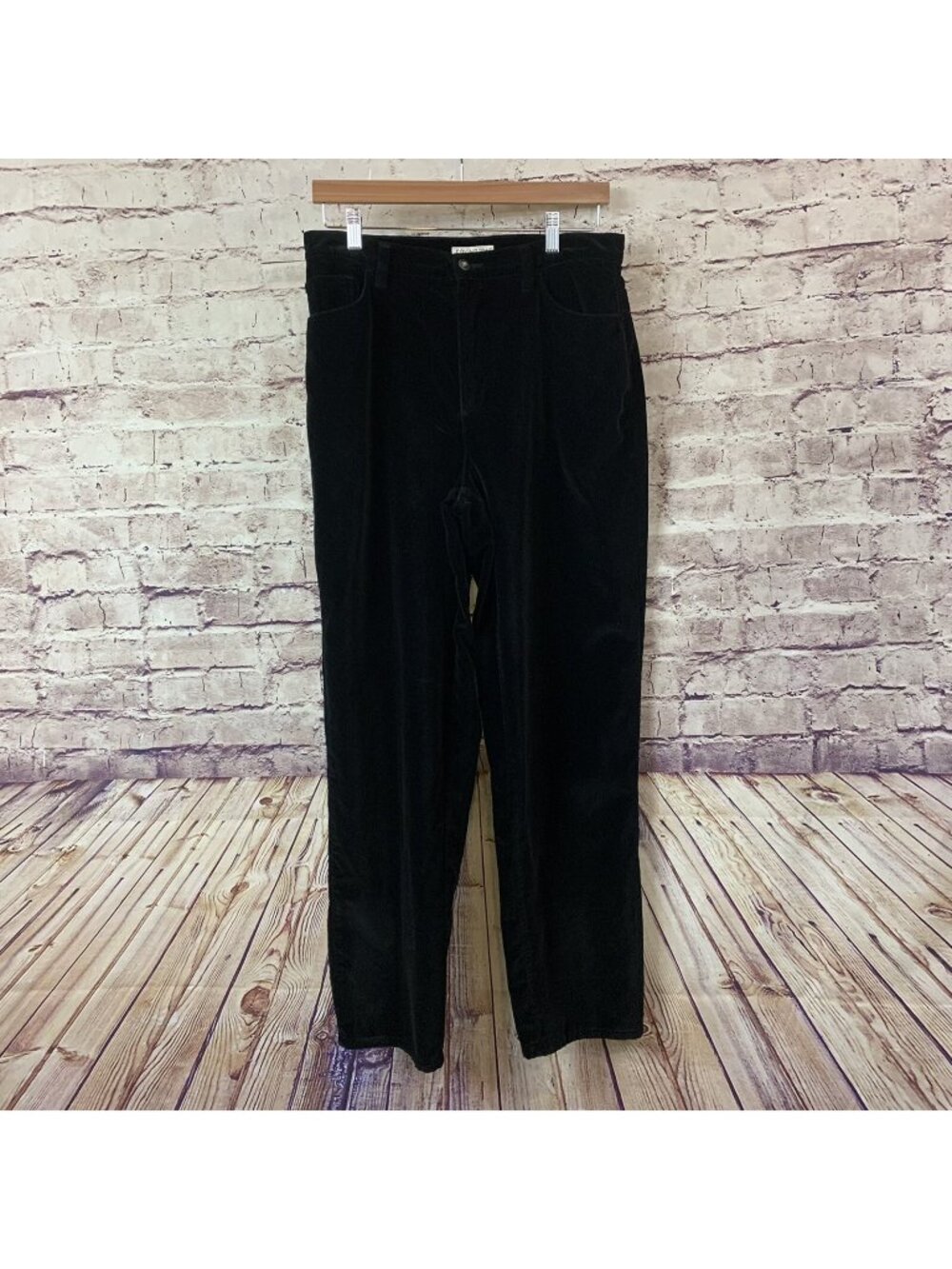 Covington Black Velour Mid Rise Straight Leg Pants